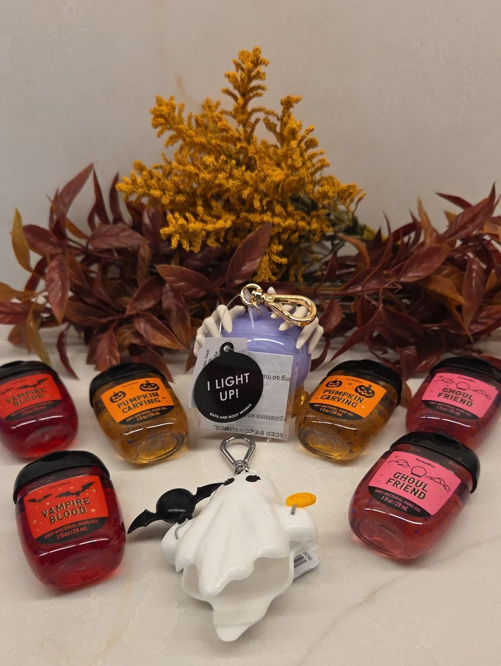 B&BW 2 Halloween Hand Sanitizer Holders with Set Of 6 Pocket Hand Sanitizers